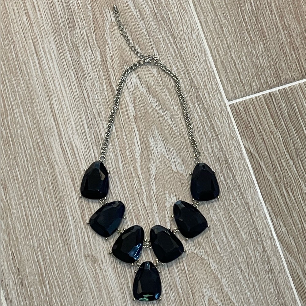 Black and gold large stone necklace